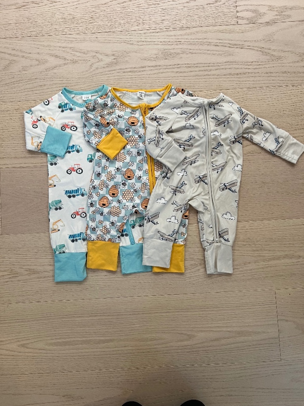 Baby Sleeper Bundle – 3 Zip Pajamas – Sizes 3–6 Months